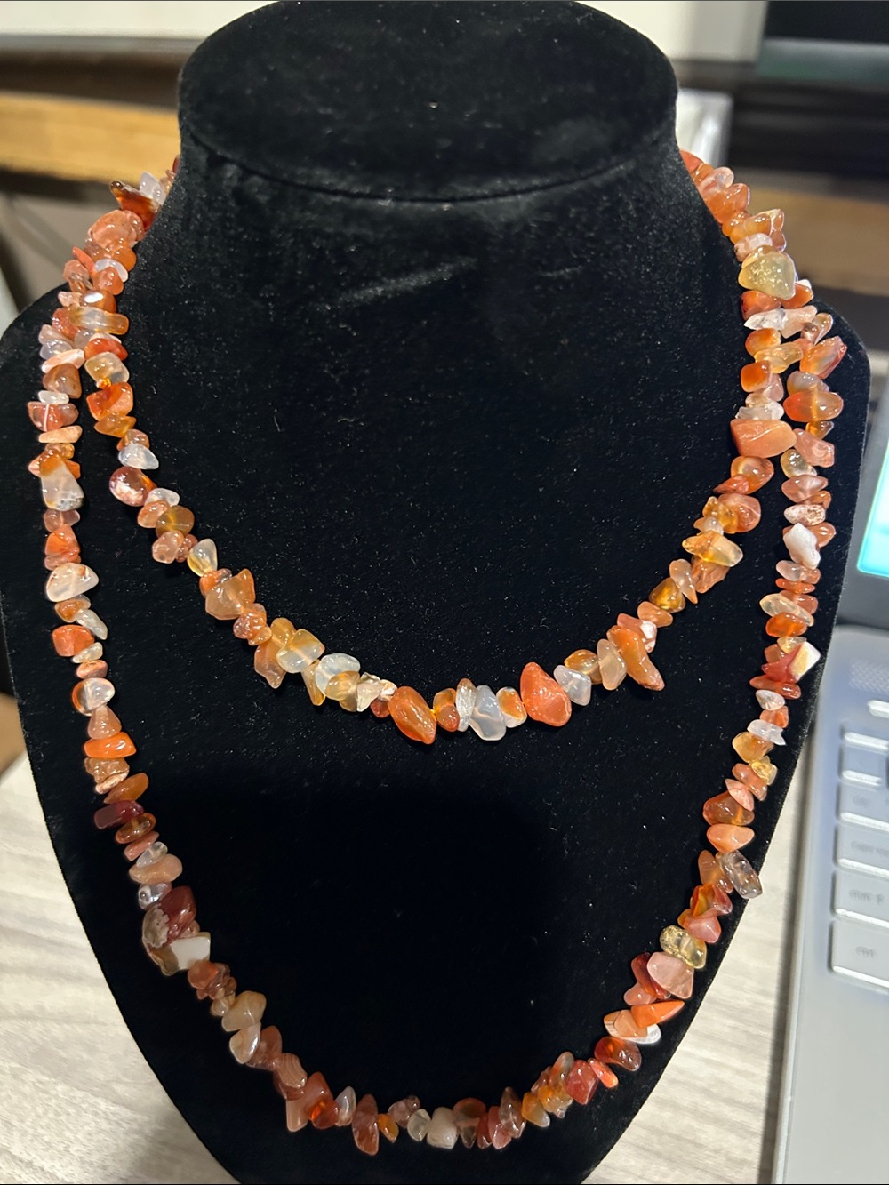 Orange Carnelian Chip Beaded Necklace - Women Jewelry